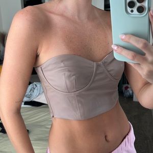 Leather cropped top ZARA